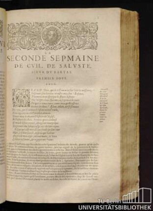 La Seconde Sepmaine De Guil. De Saluste. Sieur Du Bartas. Premier Iour. Eden.