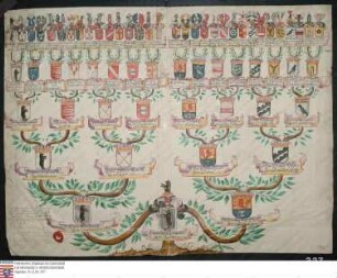Ahnenprobe des Johann Carl Casimir v. Bernstein. - ausgefertigt 1734 September 1, Pergament