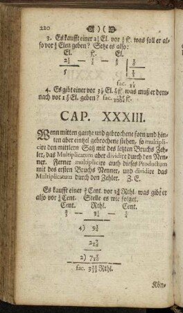 Cap. XXXIII. Wenn mitten gantze und gebrochene forn und hinten aber eintzel gebrochene stehen, [...]