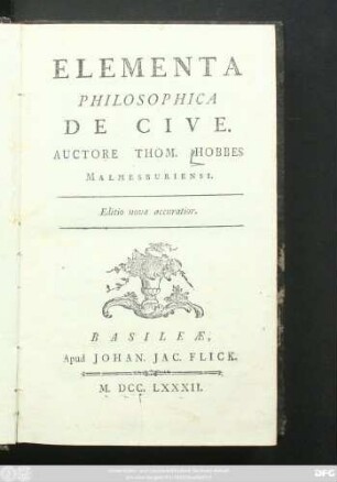 Elementa Philosophica De Cive