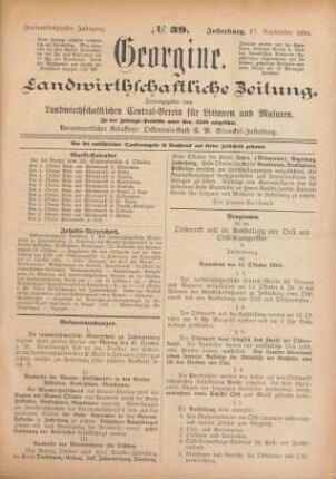 Zweiundsechzigster Jahrgang. No. 39. Insterburg, 27. September 1894.