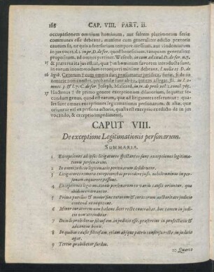Caput VIII. De exceptione Legitimationis personarum