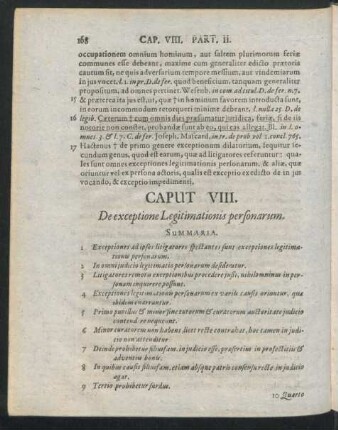 Caput VIII. De exceptione Legitimationis personarum