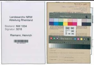 Entnazifizierung Heinrich Riemann , geb. 01.03.1906 (Schlosser)