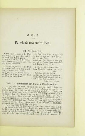 VI. Teil Vaterland und weite Welt