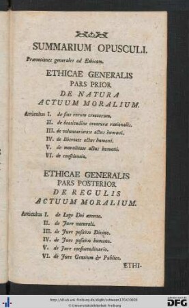 Summarium Opusculi.