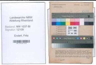 Entnazifizierung Fritz van Endert , geb. 20.12.1902 (Ingenieur)
