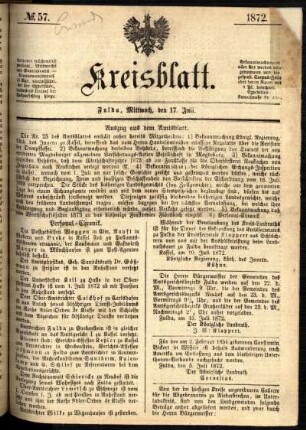 Ausgabe vom Mittwoch, den 17. Juli 1872.