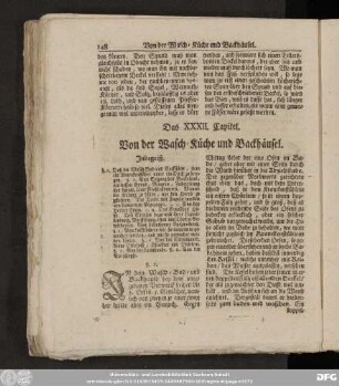 Das XXXII. Capitel. Von der Wasch-Küche und Backhäusel.