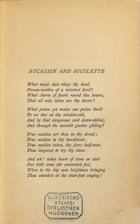 Aucassin and Nicolette : an old-French love story