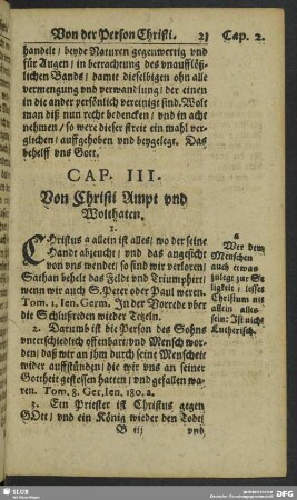 Cap. III. Von Christi Ampt und Wolthaten