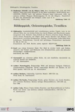 Bildteppich, Orientteppiche, Textilien (Nr.85-91)