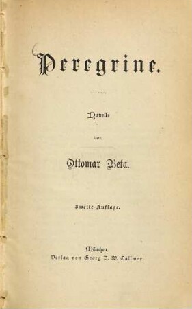 Peregrine : Novelle
