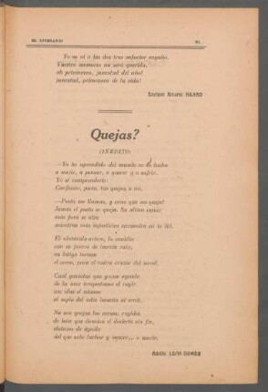Quejas? : (Inédito)