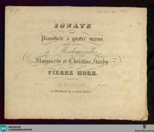 Sonate pour pianoforte à quatre mains : oeuvre 12