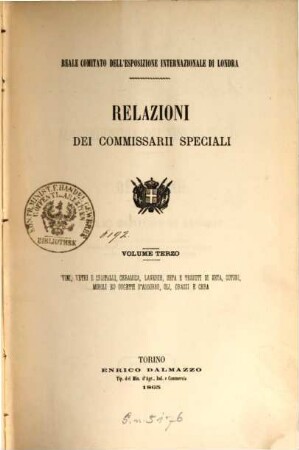 Relazioni dei commissarii speciali : Reale Comitato dell'Esposizione internazionale del 1862. 3