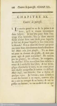 Chapitre XX. Contre la paresse