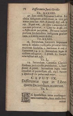 Caput IX. Differentiae quae in Libro qurto Decretalium occurrunt.