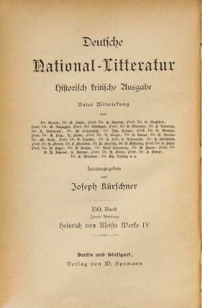 Heinrich von Kleists sämtliche Werke, 4. Erzählungen. Vermischte Schriften