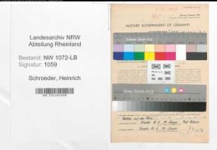 Entnazifizierung Heinrich Schroeder , geb. 19.09.1913 (Arbeiter)