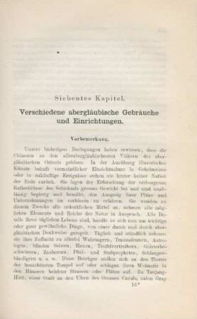 Siebentes Kapitel. Verschiedene abergläubische Gebräuche und Einrichtungen