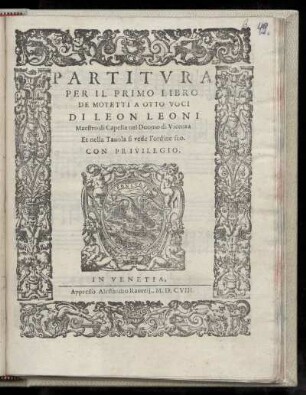 Leo Leoni: Sacrarum cantionum liber primus octo vocum ... Partitura