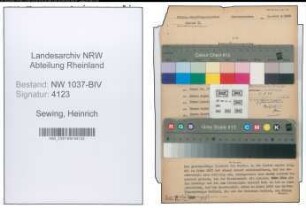 Entnazifizierung Heinrich Sewing , geb. 30.08.1908 (Werkmeister)