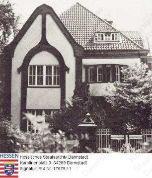 Darmstadt, Mathildenhöhe / Peter Behrens-Haus / Bild 1: Ansicht / Bild 2: Türdetail