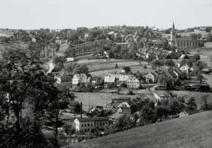 Jöhstadt, Ortsansicht : Jöhstadt. Ortsansicht mit Stadtkirche von Südosten