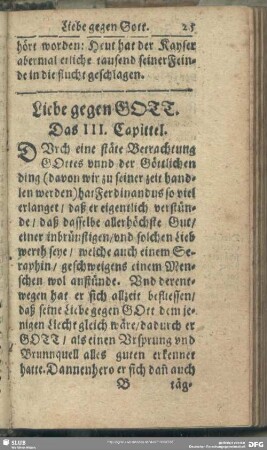 Liebe gegen Gott. Das III. Capittel