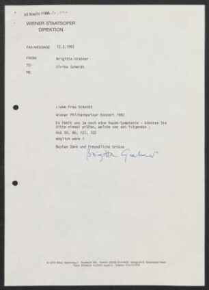 Brief an Ulrike Schmidt, 12.03.1991