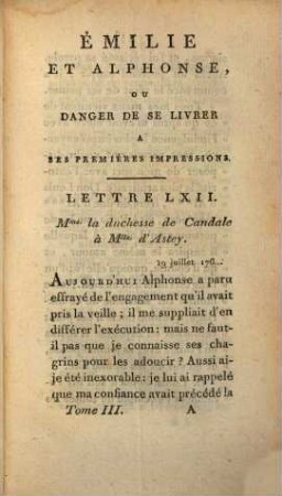 Émilie Et Alphonse, Ou Danger De Se Livrer A Ses Premières Impressions, 3