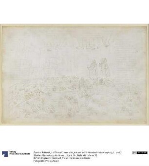 La Divina Commedia, Inferno XXXII. Neunter Kreis (Cocytus), 1. und 2. Streifen: Bestrafung der Verwandten- und Vaterlandsverräter im Eis der Caina und Antenora