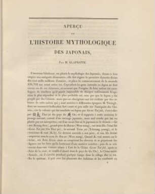Apercu de l'histoire mythologique des Japonais