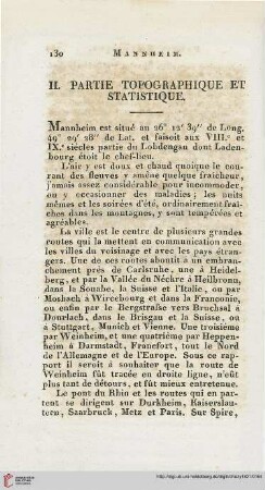 II. Partie topographique et statistique