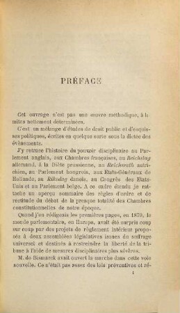 Histoire de la discipline parlementaire, I