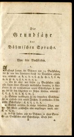 Die Grundsätze der Böhmischen Sprache.