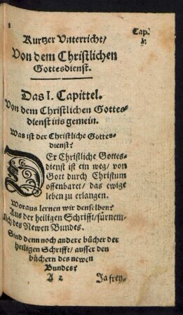 Das I. Capittel. Von dem Christlichen Gottesdienst ins gemein.
