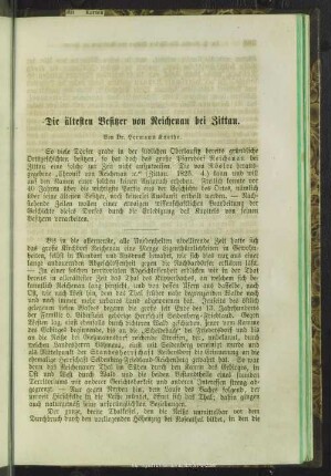 Die ältesten Besitzer von Reichenau bei Zittau
