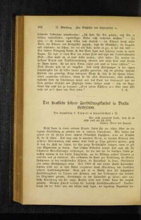¬Der¬ staatliche höhere Fortbildungskursus in Berlin 1899/1900