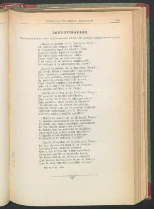 Improvisación. : (Exclamaciones al saber el fallecimiento del Doctor Alejandro Magariños Cervantes).