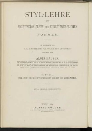 Bd. 2: Styl-Lehre der architektonischen Formen des Mittelalters