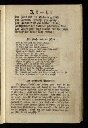 I, i [Sprüche, Gedicht und Kurzgeschichte zum Buchstaben I]
