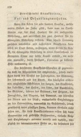 Herrschende Krankheiten, Kur- und Behandlungsmethoden