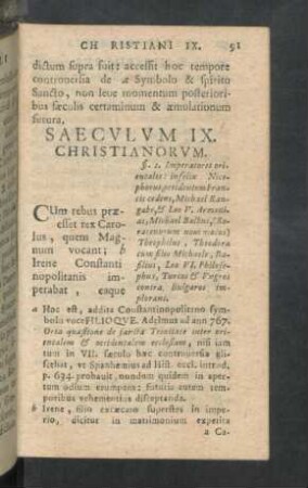 Saeculum IX. Christianorum.