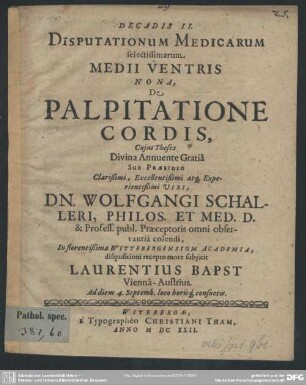 De palpitatione cordis