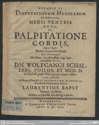 De palpitatione cordis