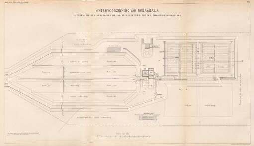 Watervoorziening van Soerabaija. Situatie van den aanleg der bezinking-reservoirs, ...