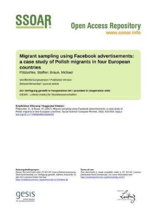 Migrant sampling using Facebook advertisements: a case study of Polish migrants in four European countries