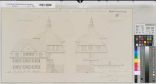 Rüthen (Rüthen) Staatliche Aufbauschule für Jungen Südwest- und Nordostansicht 1955 1 : 100 41,5 x 72,5 Pause Staatshochbauamt Soest